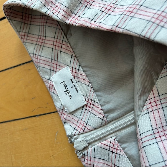 Aritzia Wilfred Classic Blush Pink Plaid Mini Skirt - Picture 6 of 9
